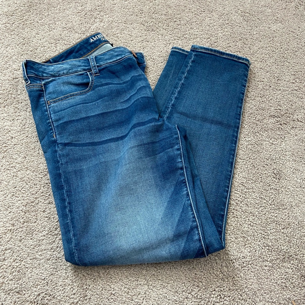 American Eagle Outfitters pants blue jeans adult size 16 long Jegging super stre